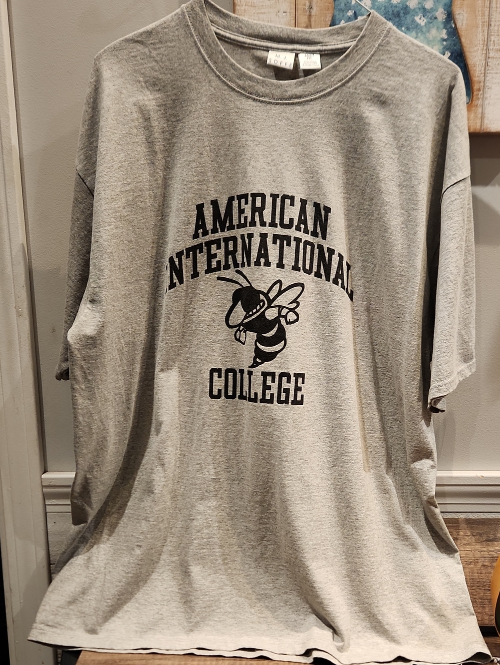 Soffe Gray Short Sleeve Tee with Black College Bee Graphic